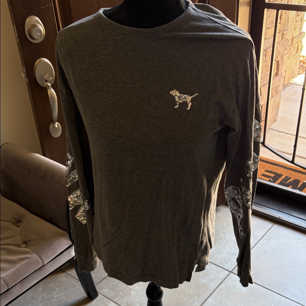 PINK Vintage Victoria's Secret Dark Gray Long Sleeve Top